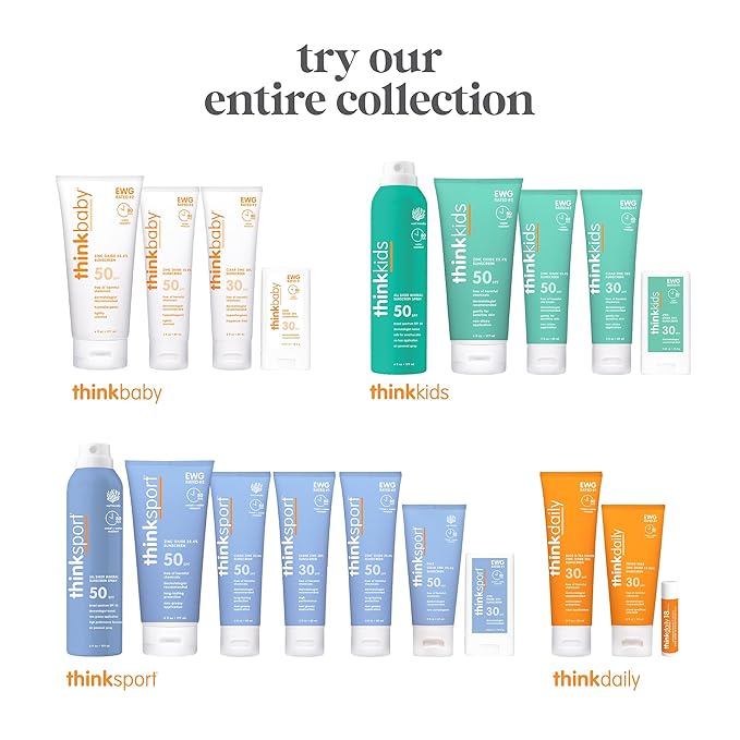 Thinksport Mineral Sunscreen, SPF 50 Clear Zinc Oxide Sunscreen, 3 Fl Oz, Natural, Water Resistant, Reef Safe, Broad Spectrum UVA/UVB Sun Screen for Sun Protection, Travel Size
