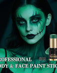 Matte Dark Green Face Body Paint Stick, Colored Professional Full-Coverage Oil-Based Cream Face Painting Stick, Eye Black Sticks for Halloween Cosplay Christmas Party, Foundation Makeup for Adults-09