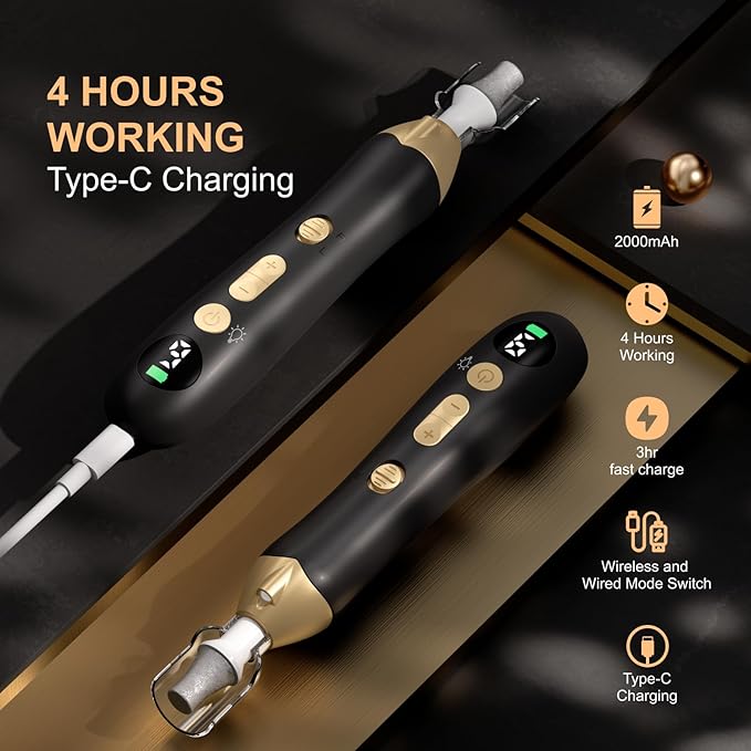 Electric Nail File Drill: Rechargeable Codless Nail Drill Set Kit for Acrylic Gel Dip Powder Nails, 9-Speed Professional Manicure Pedicure Machine, Portable and Lightweight for Home & Salon Use