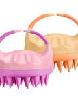 HEETA Scalp Massager with Soft Silicone Bristles for Hair Growth, Dandruff Removal, and Relaxation - Shampoo Brush for Wet or Dry Hair (Coral Pink & Orange)