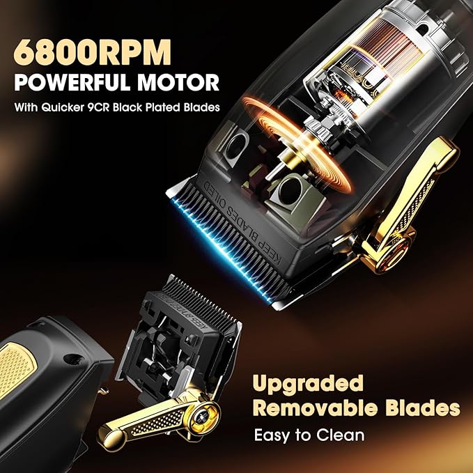 Zeuti Hair Clippers,Mens Beard Trimmer,Electric Razor for Men,Professional Hair Cutting Kit & Zero Gap T-Blade Trimmer & 7500 RPM Foil Shaver with LCD Display,Mens Gift