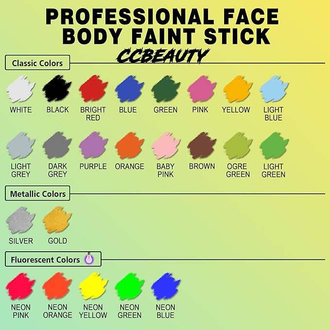 CCbeauty Ogre Green Face Paint Stick, Face Painting Kit, Witch Green Cream SFX Makeup Foundation, Professional Hypoallergenic Body Paint for Halloween Costume Party, Goblin, Hulk, Shrek, Fiona Makeup