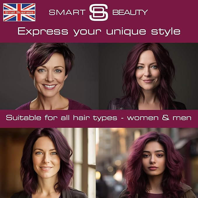Smart Beauty Plum Hair Dye Permanent with Plex Anti-breakage Technology, Cream Form, Vegan, PPD Free, For Light to Mid-dark Brown Hair