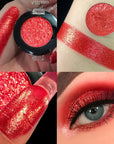 Red Glitter Eyeshadow, Highly Pigmented Shimmer Eyeshadow Red Eye Makeup, Bright Sparkly Fine Pressed Glitter Long Lasting Diamond Metallic Eye Shadow, Silky Waterproof Mars Red Eyeshadow/Highlighter