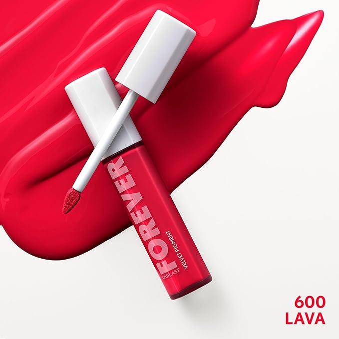 COVERGIRL Outlast Forever Velvet Pigment, 600 Lava, Matte Lipstick, Vegan Formula, Easy to Use, Glides on Effortlessly, Long-Lasting, Perfect Color, 0.30oz