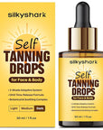 Facial Self Tanning Drops (1 Fl Oz), Tanning Drops for Face & Body, Gradual Bronzing Effect, Lightweight Tanner for Sensitive Skin, Natural Sun-Kissed Glow, Dark Shade