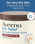 Aveeno Skin Relief Intense Moisture Repair Body Cream with Triple Oat & Shea Butter Formula, Helps Relieve & Restore Extra-Dry Skin with Long-Lasting Moisture, Fragrance-Free, 11 oz
