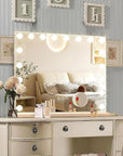 Hollywood Vanity Mirror with Lights, 18 Dimmable Bulbs, 3 Color Lights,Make Up Lighted Mirror, Aluminum Metal Frame, USB Charging Port（32" x 24"）