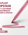 COVERGIRL Outlast, 20 Admire, Lipstain, Smooth Application, Precise Pen-Like Tip, Transfer-Proof, Satin Stained Finish, Vegan Formula, 0.06oz