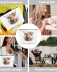 Western cosmetic bag highland cow