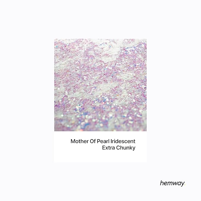 Hemway Eco Friendly Biodegradable Glitter 100g / 3.5oz Bio Cosmetic Safe Sparkle Vegan For Face, Eyeshadow, Body, Hair, Nail And Festival - Extra Chunky (1/24" 0.040" 1mm) - Mother of Pearl Iridescent