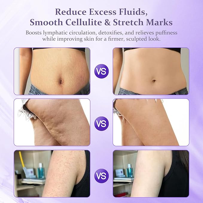 Lymphatic Drainage Massager，Help Reduce Stretch Mark, Cellulite, for Belly、 Neck、 Leg 、Hip Arm ，Improves Absorption of Skincare Body Oil Serum, Stretch Mark Creams and Stretch Mark Lotions