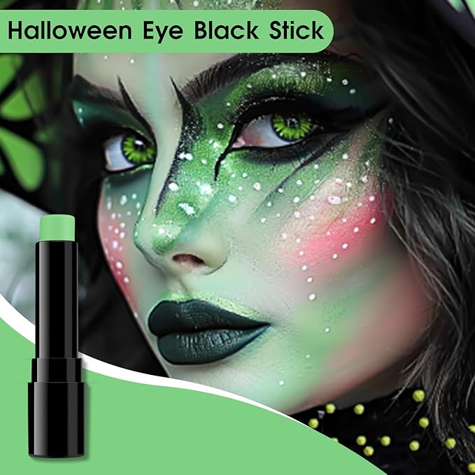 BAD COLOR Light Green Eye Black, Lime Green Face Body Paint for Sports St. Patrick's Day Camouflage Hunting Hulk, Washable Painting Sticks for Halloween Costume SFX Cosplay Witch Grinch Makeup