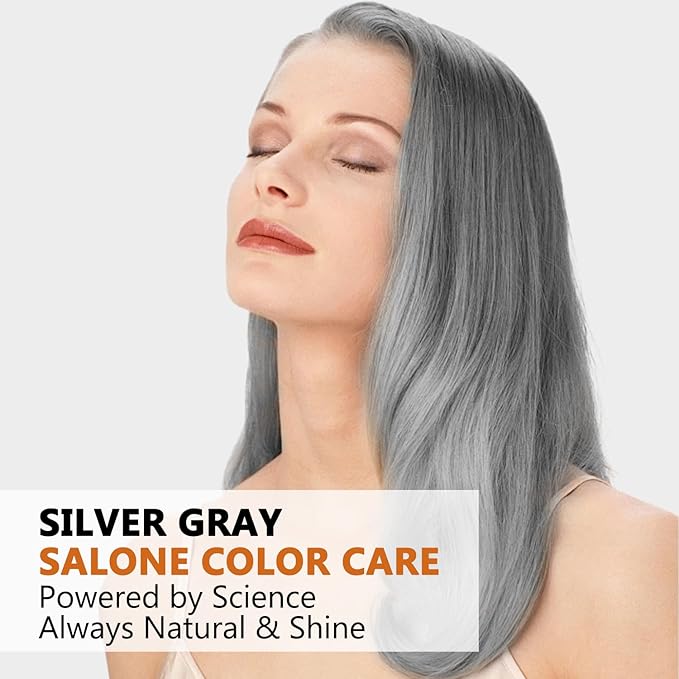 Silver Gray Hair Dye Shampoo 3 in 1 for Men & Women, Silver Hair Dye, Natural Hair Dye for Salon Home Use, Shampoo Para Canas 16.9 Fl Oz (Silver Gray)