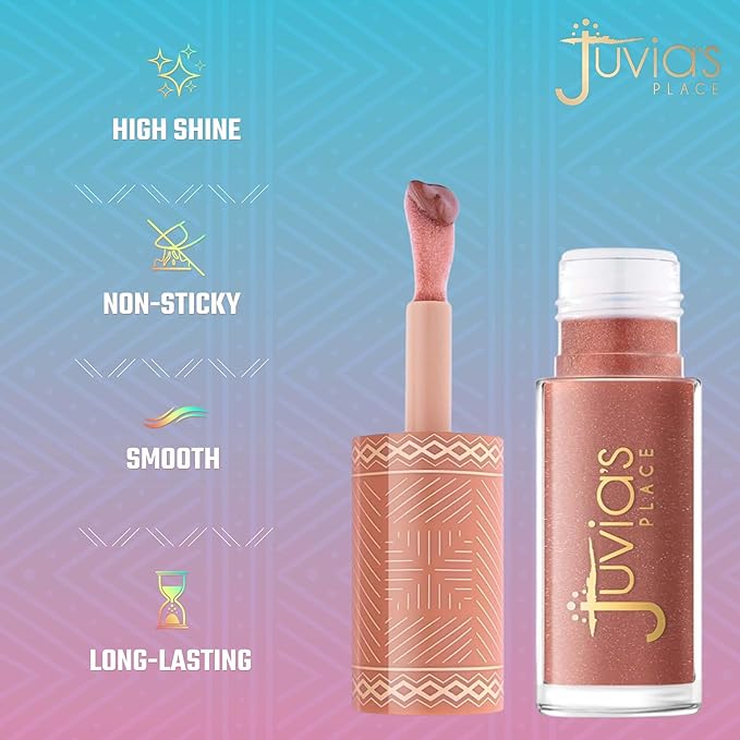 Juvia's Place Nubian Earth Glass Lip Gloss Mirage - Non-sticky Lip Gloss Makeup, Hydrating, Tinted, Shine & Glow Lip Makeup, Beauty & Personal Care Products for Lips
