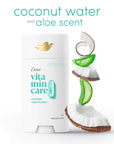 Dove VitaminCare+ Aluminum Free Deodorant Stick Coconut Water & Aloe for 72H Odor Protection Breathable Deodorant for Women 2.6 oz