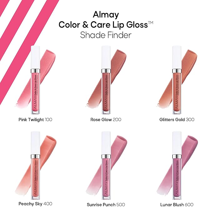 Almay Color & Care Hydrating Lip Gloss, Soft Natural Hues, Prebiotic Complex, Hyaluronic Filling-Sphere Technology, 100 Pink Twilight, 0.1 Fl Oz (Pack of 2)