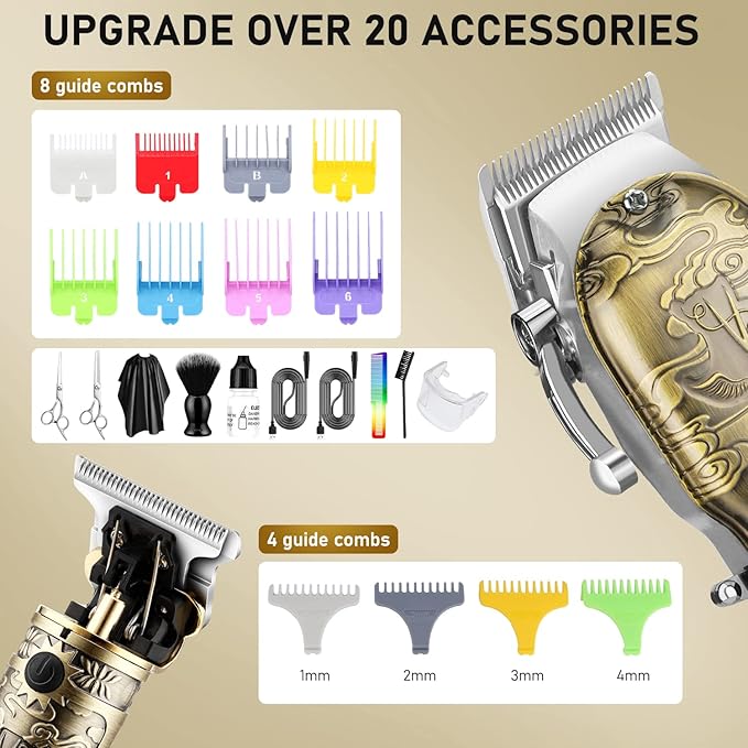 Hair Clippers Set for Men with Beard Trimmer,Professional Cordless Hair Trimmer for Men,Barber Kit Professional for Man Haircutting Machine with LED Display,Father's Day Gifts