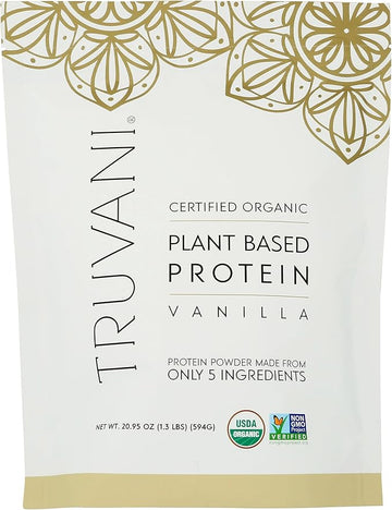 Truvani Vegan Pea Protein Powder | Vanilla | 20g Organic Plant Based Protein Per Serving | 20 Servings | Keto | Gluten & Dairy Free | Low Carb | No Added Sugar