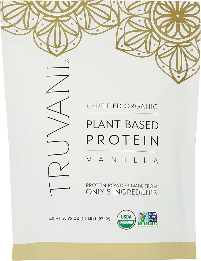 Truvani Vegan Pea Protein Powder | Vanilla | 20g Organic Plant Based Protein Per Serving | 20 Servings | Keto | Gluten & Dairy Free | Low Carb | No Added Sugar