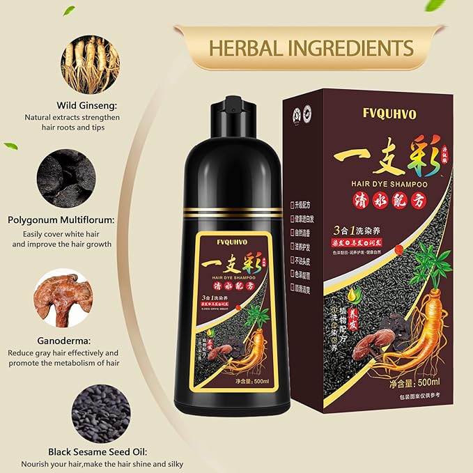 Wine Red Hair Dye Shampoo 3 in 1 for Men Women, Natural Burgundy Hair Dye for All Hair Types, Instant Hair Colors in Minutes, Shampoo Para Canas 16.9 Fl Oz (Wine Red)