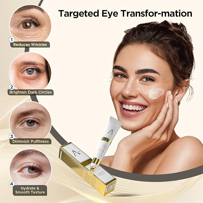 Retinol Eye Cream for Dark Circles and Puffiness – Hydrating Eye Serum for Wrinkles and Fine Lines, Anti-Aging Under Eye Cream for Women, 0.71 fl oz