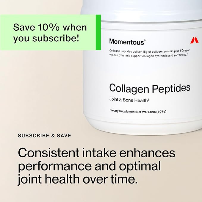 Momentous Grass-Fed Collagen Peptides Powder - Collagen Protein Powder with Fortigel & Vitamin C for Hair, Skin, Nails, & Joint Health Support - NSF Certified for Sport - Packaging May Vary