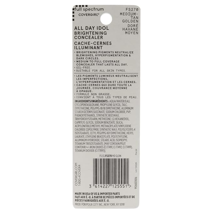 COVERGIRL All Day Idol, Brightening Concealer, Medium-tan Golden, 0.12 Ounce