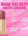 Juvia's Place The Nude Velvety Matte Lipstick A Mauve Moment - Nude, Long-lasting, Rich-Color Lip Makeup, Creamy Lipstick with Matte Finish, Beauty & Lip Products