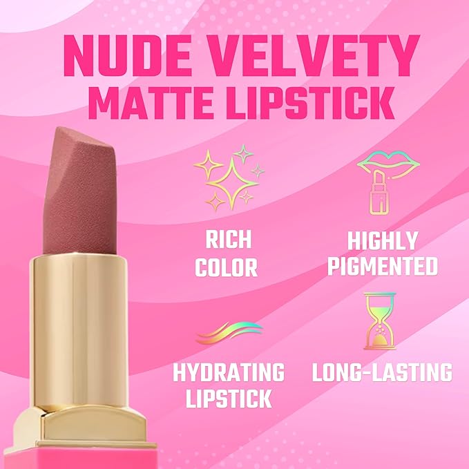 Juvia's Place The Nude Velvety Matte Lipstick A Mauve Moment - Nude, Long-lasting, Rich-Color Lip Makeup, Creamy Lipstick with Matte Finish, Beauty & Lip Products