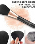 OMANIAC Makeup Brush Set Professional, 12 Pearlescent Wood Handle Makeup Brushes, Premium Cruelty-Free Synthetic Fiber Hair, Travel Make up Brushes Set with Case (Black).