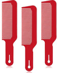 Boao 3 Pieces Barber Combs Flat Top Clipper Combs Hair Cutting for Flat Top and Clipper Cuts(Red)