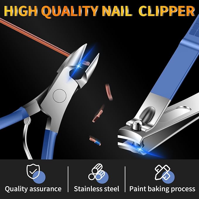 Manicure Set 16Pcs Nail Clippers Set Manicure Kit Professional Stainless Steel Pedicure Kit Nail Care Kit for Women Men with Luxurious Travel Bag, Suitable for Home, Travel, and Salon (Blue)