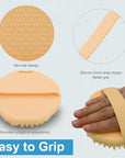 Silicone Body Scrubber，Exfoliating Body Scrubbers for use in Shower,Silicone Body Brush for Showering and Anti-Slippery Handles for All Skin Types(Orange)