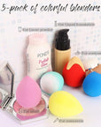 BEAKEY Makeup Sponge 5 Pcs Set, Latex-Free and Soft Boun Boun Beauty Sponge for Blending, Makeup Sponges for Foundation, Liquid, Cream and Powder. Blender for Enhanced Make Up Application