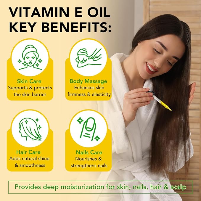 Vitamin E Oil - 75,000 IU Ultra Concentrated - Moisturizes, Fades Scars & Stretch Marks, Anti-Aging & Skin Hydration - for Face, Body, Hair, and Nails