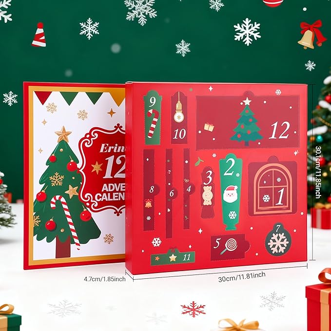 Erinde Makeup Advent Calendar 2025, 12 Days Christmas Gift Makeup Set for Teen Girls & Women, 2025 Xmas Holiday Countdown Calendar Beauty & Cosmetics Holiday Surprise Make Up Gift Kits for Women
