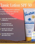 Vacation Classic Sunscreen Lotion SPF 50 & Air Freshener Bundle, Water-Resistant, Lightweight, Transparent on All Skin Tones, Dermatologist-Tested, Vegan, Travel Size, 3.4 Fl. Oz.