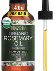 Ella & Eden Organic Rosemary Oil for Hair - 100% Pure, Steam-Distilled, Hexane-Free | Essential Oil for Skin Aromatherapy | Glass Bottle - 4 Oz