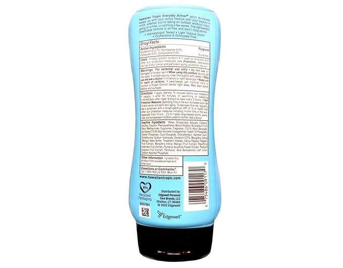 Hawaiian Tropic Everyday Active Sunscreen Lotion SPF 50, Water-Resistant, Broad Spectrum UVA/UVB Protection, 8 fl oz (Pack of 2)