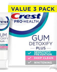 Crest Pro-Health Gum Detoxify Plus Toothpaste 4.5 oz Pack of 3 - Antibacterial Fluoride Toothpaste, Sensitivity Protection, Whitens Teeth, Anticavity, Plaque Control