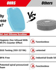 Zinc Infused Silicone Body Scrubber for Shower,Food-Grade Handheld Cleansing Skin Brush, Gentle Exfoliating and Lather Well - Azure