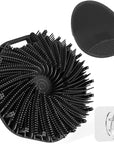 Manmihealth Silicone Handheld Manual Facial Cleansing Brush & Silicone Body Scrubber Shower Brush with Non-Slip Hand Strap Set 2 PCS, Deep Cleansing Face Body Scrubber with a Free Hook (Black*2)