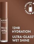 NYX PROFESSIONAL MAKEUP This Is Milky Gloss, Vegan Lip Gloss, 12 Hour Hydration - Milk The Coco (Chocolate Brown)
