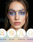 DAGEDA Carnival Body Glitter Gel, Holographic Face Glitter Rave Party Accessories, Chunky Glitters for Hair Eyes Nails, Cosmetic Laser Powder Festival Sequins Paint Makeup