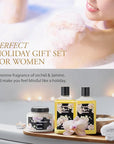 Mother's Day Gift for Mom Bath and Body Gift Basket Orchid & Jasmine Spa Gift Baskets for Women Fragrant Body Lotions, Bath Bomb, Home Spa Gift Basket Rich in Jojoba oil & Shea Butter, Bath Kit Sets