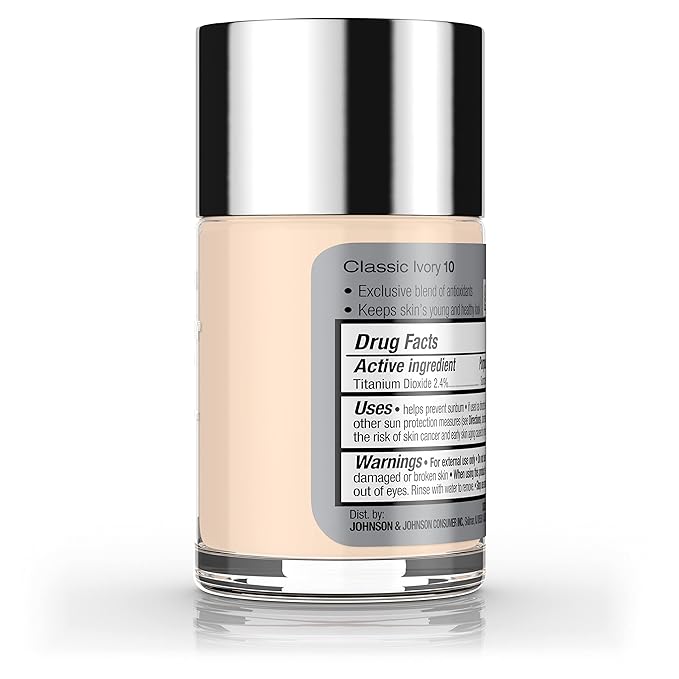 Neutrogena Healthy Skin Liquid Foundation Makeup with Broad Spectrum SPF 20 Sunscreen, Lightweight, Medium Coverage Makeup with Sunscreen and Pro-Vitamin B5, Classic Ivory 10, 1 fl. oz