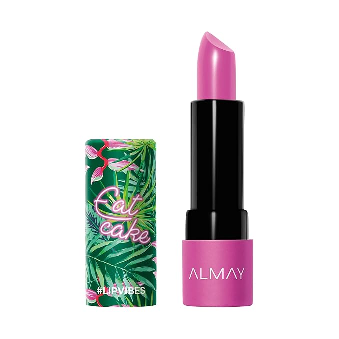 Almay Lip Vibes Lipstick with Vitamin E Oil & Shea Butter, Matte Finish, Hypoallergenic, Eat Cake, 0.14 Oz (Pack of 2)