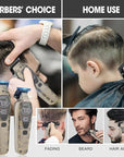 Professional Hair Clipper for Men - Cordless Clippers and Trimmers Set, Heavy-Duty Motor Hair Cutting Kits with LED Display, 7000RPM High-Power Motor, USB Charging, Gifts for Men, Bronze