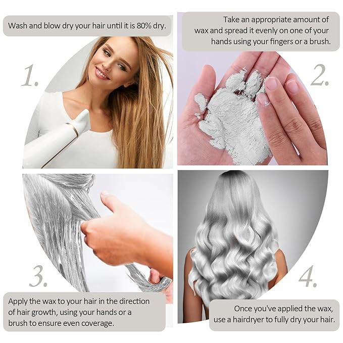 Temporary Silver White Hair Spray Color Wax 4.23 oz, Instant Natural Hairstyle Cream Dye, Disposable Coloring Mud for Men Women, Washable Styling Pomades, Party Cosplay DIY Halloween